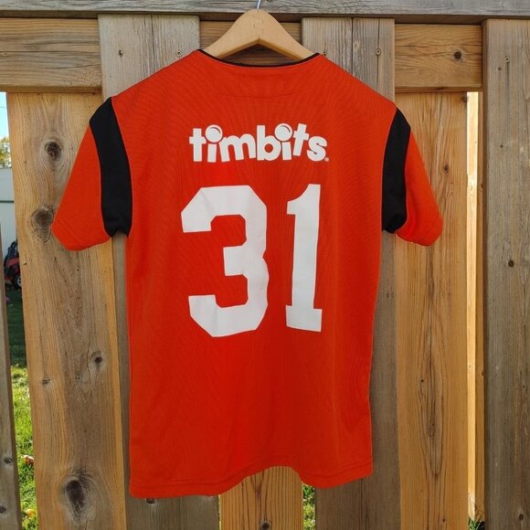 Tim Hortons Timbits Jersey #31 Youth Size Medium Button Up Short Sleeve ORANGE - Picture 4 of 7